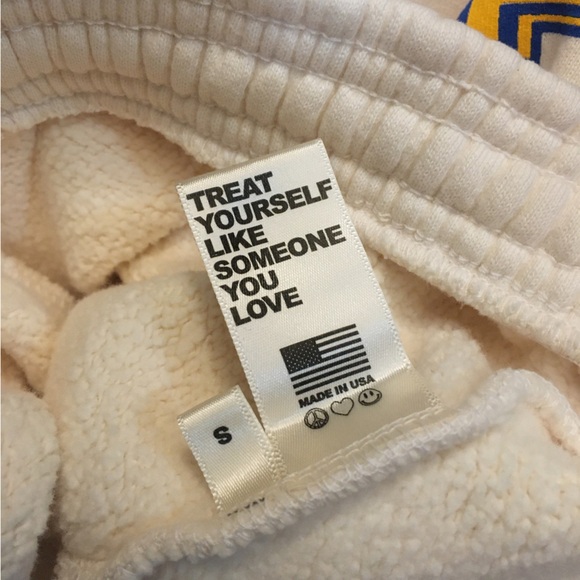 Madhappy Extra Large XL Beige French Terry Embroidered Logo Printed yellow blue - Picture 11 of 13